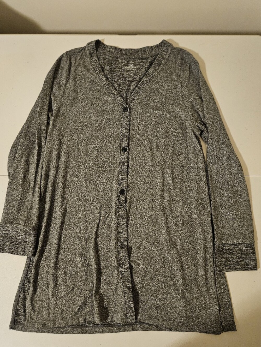 Cuddl Duds Button-Front Cardigan, Heather Gray, Womens Size M